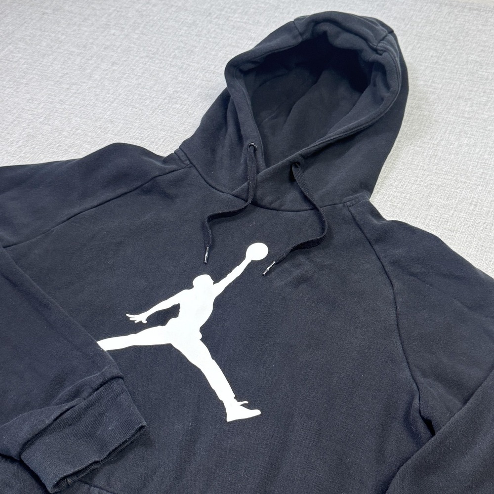 Nike Air Jordan Hoodie Sweatshirt Mens Medium Black Heavyweight Jumpman Logo